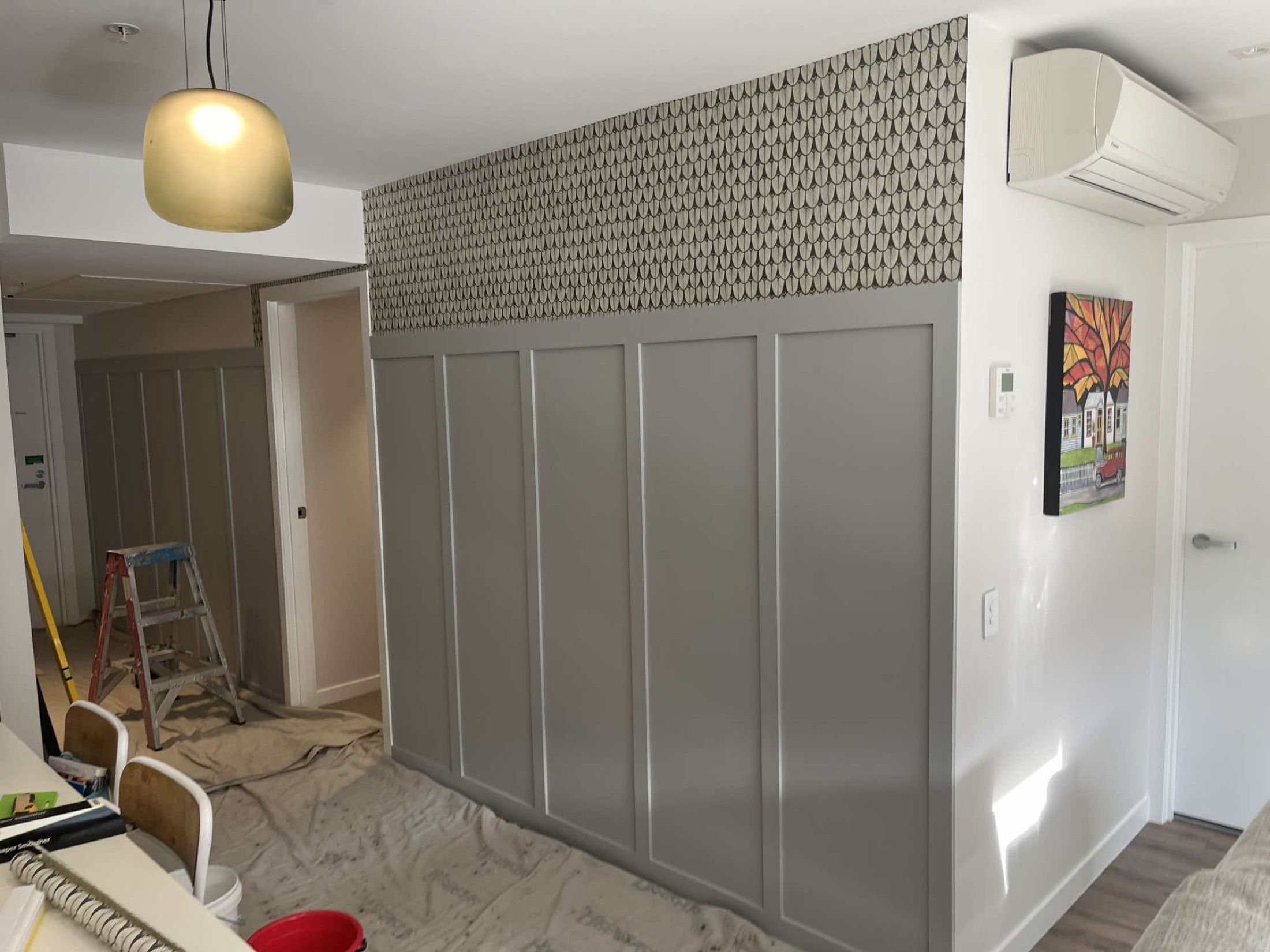 Albert Town Interior - Process 1: Board And Batten Feature Wall Painting Albert Town