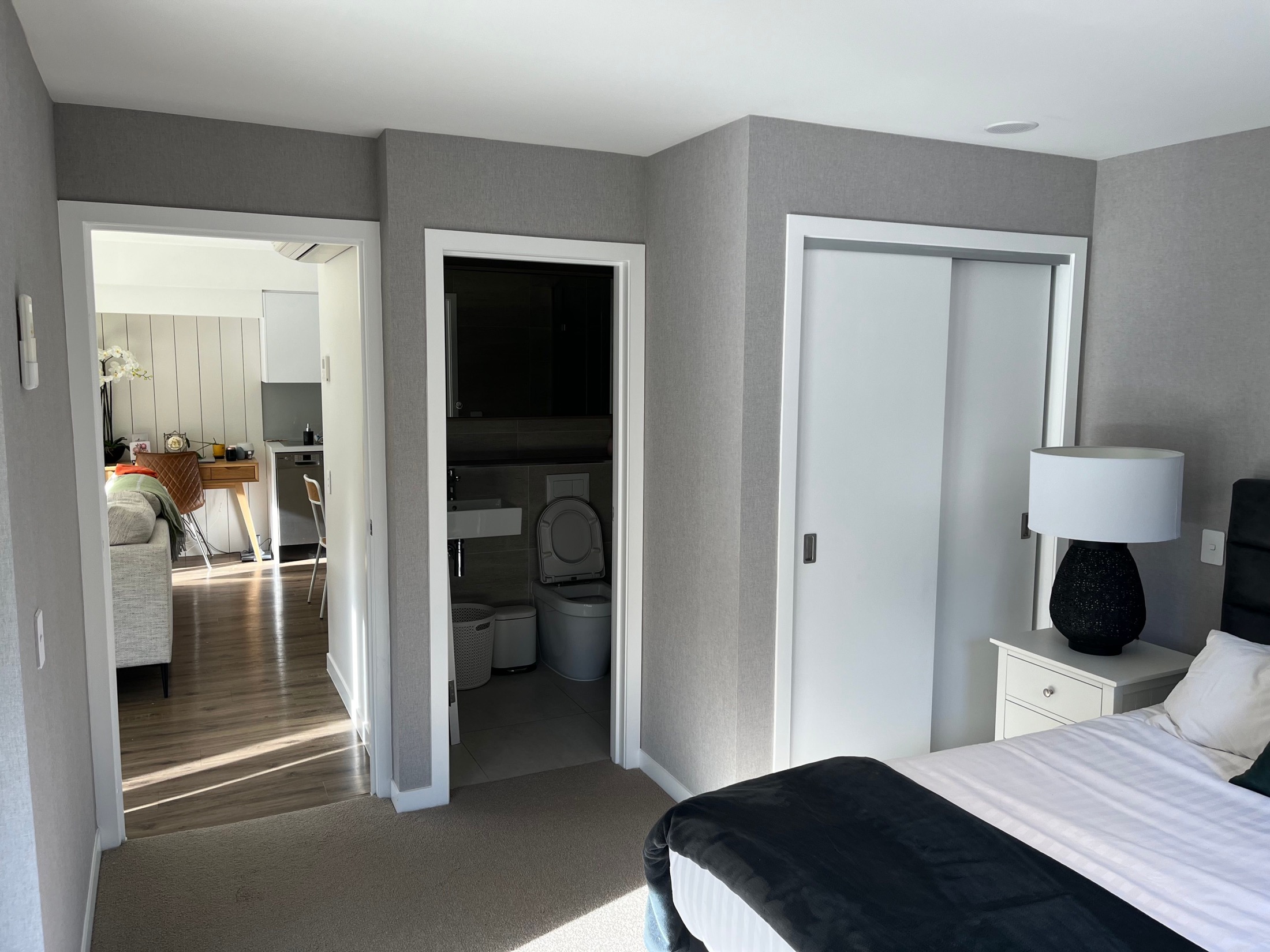 Albert Town Interior - Process 3: Interior Painting Bedroom With Wallpaper Albert Town