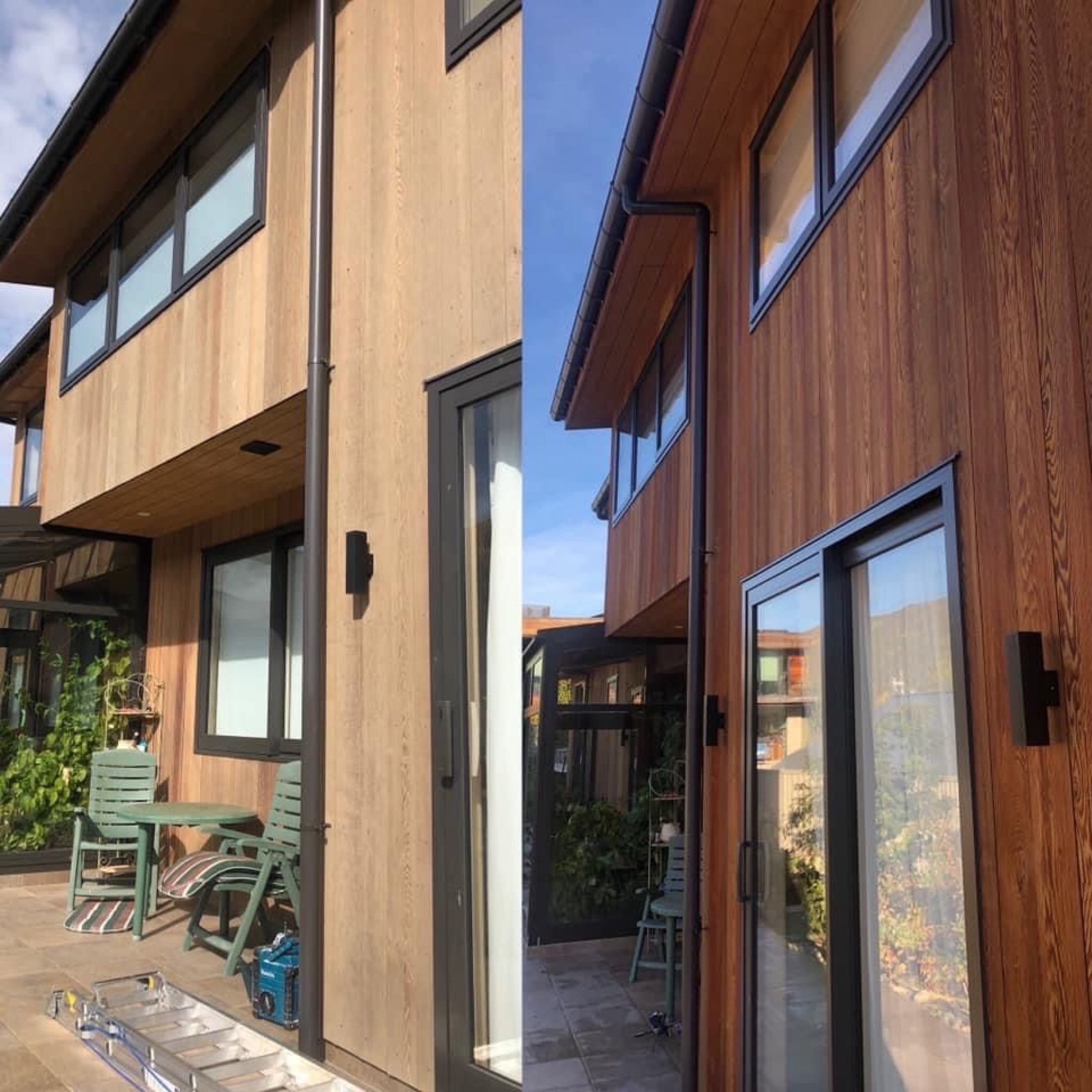 Cedar Restain in Wanaka - Process 2: Cedar Restain Before After Comparison Wanaka
