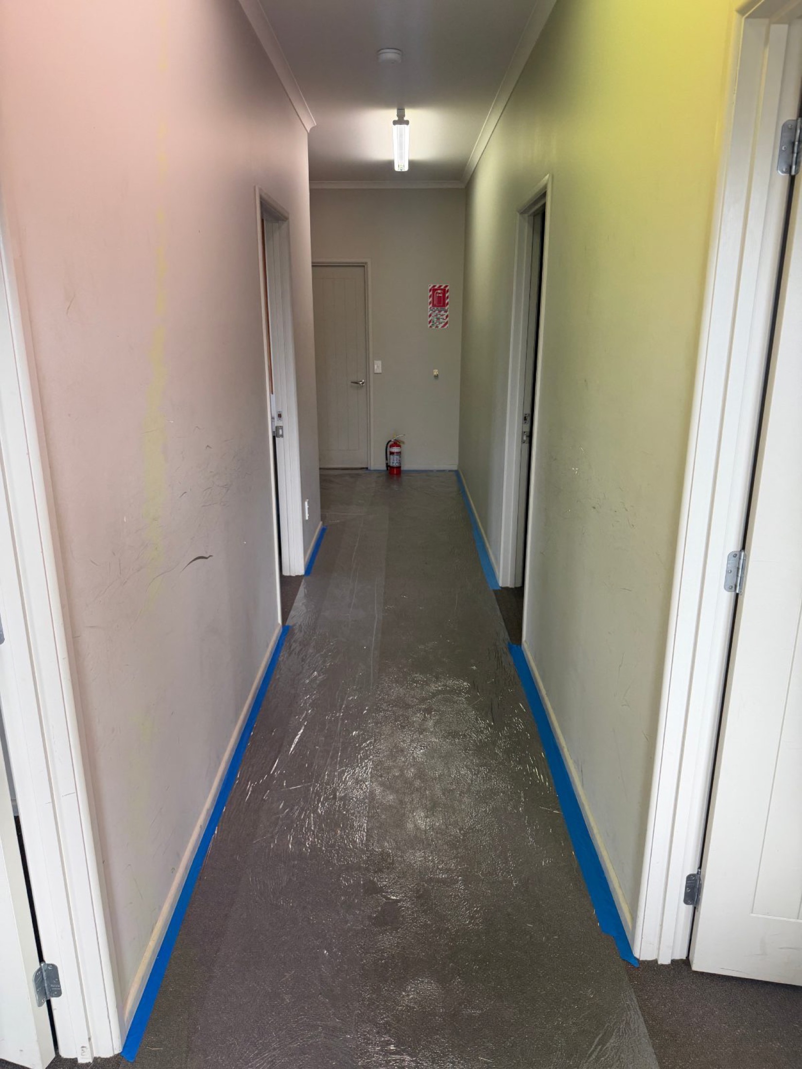Cromwell Races Admin Building - Before 2: Interior Hallway Before Prep Painting
