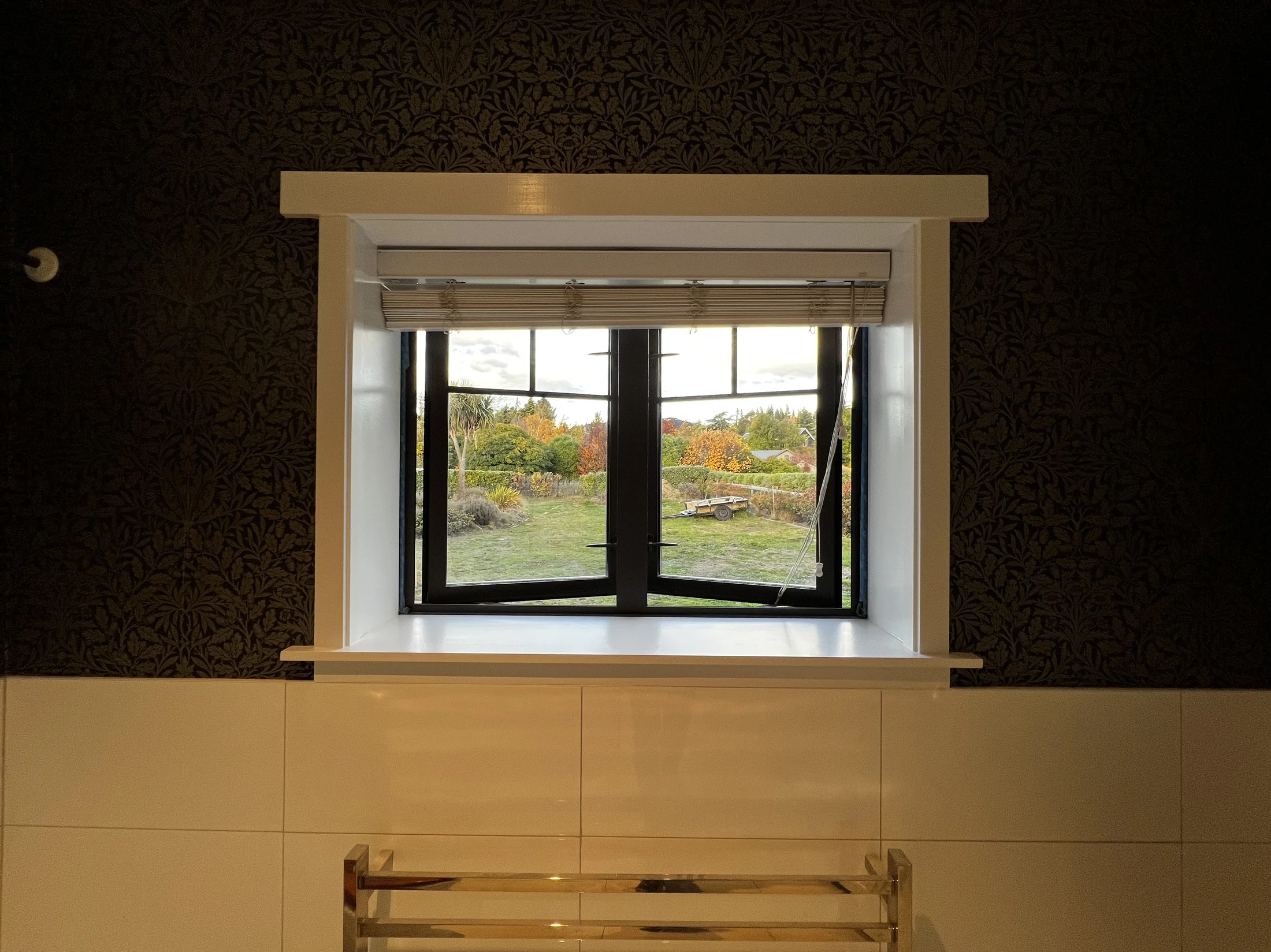 Interior Repaint & Wallpaper, Wanaka - After 1: Bathroom Feature Wallpaper After Wanaka