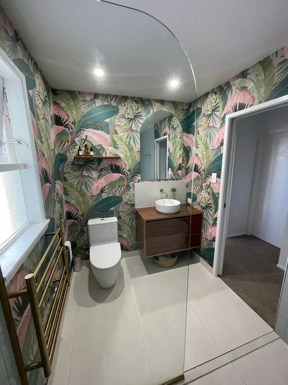 Bathroom wallpaper installation in Wanaka